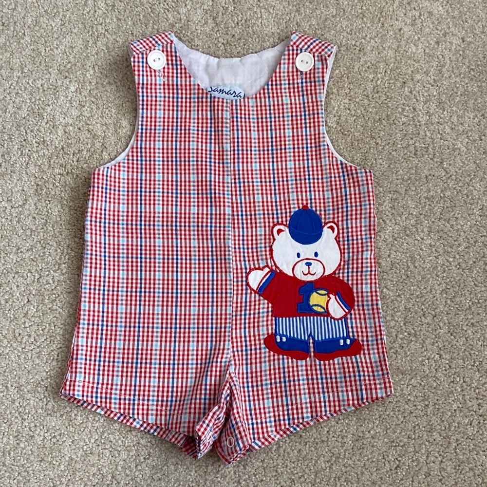 Vintage Samara seersucker baseball appliqué jon jon